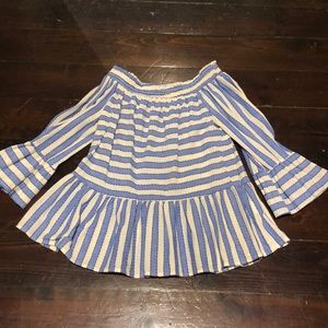 (BOGO 1/2 Off) EUC Maeve Anthropolgie Strapless 3/4 sleeve Top